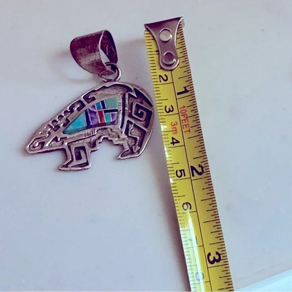 NWT Handmade Native Wilson Dawes Sterling Silver Muliti Stone Inlay Bear